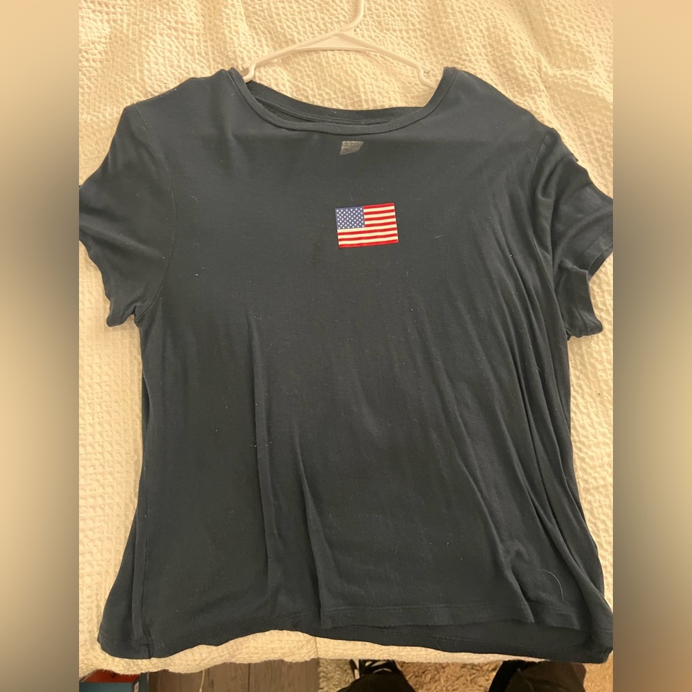 H&M Navy Crop Top American Flag
